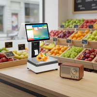 Terminal de caisse électronique avec logiciel de facturation à double écran tactile de 15,6 pouces, caisse enregistreuse électronique, système POS tout-en-un avec balance