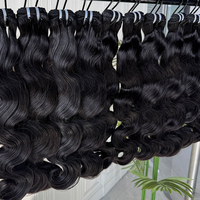 Extensiones de Cabello Humano Virgen Natural con Ondas Suaves, Color Natural, Textura Completa y Brillante, Doble Trama, Venta al Por Mayor
