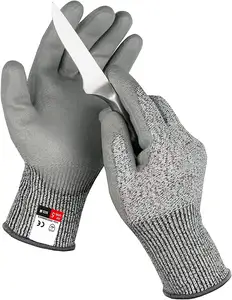 Защитные перчатки EN388 HPPE для промышленного строительства, садоводства, защита от порезов, уровень 5, перчатки с полиуретановым покрытием и защитой от порезов