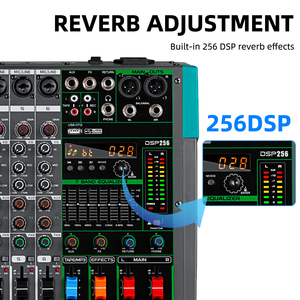 มิกเซอร์คอนโซล USB 6 แชนแนล OEM PA6 ระดับมืออาชีพ พร้อมเอฟเฟกต์เสียงก้องในตัว 256 แบบ มิกเซอร์เสียงระดับมืออาชีพ - Product Image 3
