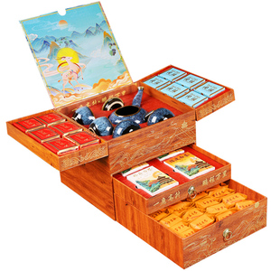 One Deer High Rise Five Famous Teas Coffret Cadeau de Thés Chinois Premium Oolong, Noir, Pu-erh, Jasmin Blanc, en Vrac, Biologique, Boisson Santé - Product Image 1