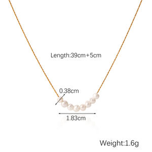 Collar de cuentas de perlas de agua dulce delicadas, joyería para mujer, collar de cadena fina de acero inoxidable chapado en oro de 18 quilates a la moda para mujer - Product Image 6