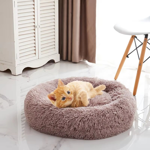 Warm Cat Kennel Plush Pad Solid Pattern All-season Pet Kennel Winter Cat <strong>Dog</strong> <strong>Bed</strong> Faux Fur Material Deep Sleep - Product Image 3