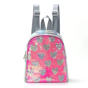 Yuhong Mädchen Herz Pailletten-Rucksack geeignet für Reisen Kinder-Rucksack