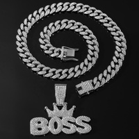Nouveau Collier Chaîne à Maillons Plaqué Or avec Pendentif Signe Dollar, Bijou Hip Hop pour Homme, Sertie de Cristaux, Idéal pour les Fêtes