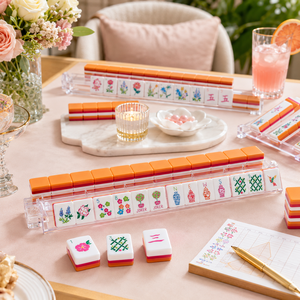 Tuiles <span class=keywords><strong>de</strong></span> Mahjong Florales Superposées Orange Rose <span class=keywords><strong>de</strong></span> Luxe Personnalisées – Vente <span class=keywords><strong>en</strong></span> Gros, Cadeau Boutique, Ensemble <span class=keywords><strong>de</strong></span> Tuiles <span class=keywords><strong>de</strong></span> Mahjong Américaines pour Soirées <span class=keywords><strong>de</strong></span> Jeu - Product Image 2