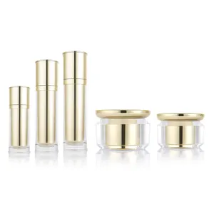 China good quality mushroom shape cosmetic containers plastic gold skin care container golden cosmetics containers luxury