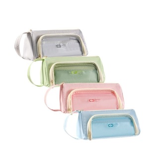 Estuche para lápices Deli Canvas de gran capacidad con cierre de cremallera multicapa para uso escolar y de oficina - Product Image 1