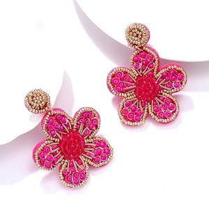 Boucles d'oreilles fleurs colorées faites à la main pour femmes Boho perlé boucles d'oreilles pendantes au meilleur prix - Product Image 2