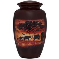 Urne funéraire bleue avec motif d'éléphant pour les cendres