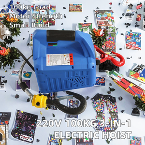 Katrol listrik portabel 220V 100kg, Derek mikro 3 dalam 1 untuk dekorasi rumah tangga kecil, tali kawat traksi nyaman untuk baru - Product Image 3
