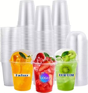 Vasos Desechables Transparentes de PET de Pared Simple para Té de Burbujas, 360ml/500ml/600ml/700ml con Tapas para Bebidas Frías - Product Image 2