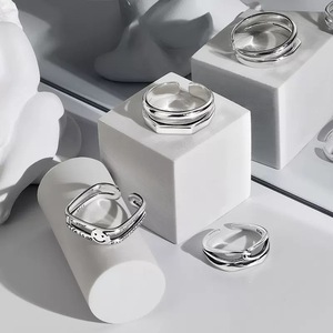 Men's Geometric <b>Rings</b> <b>Adjustable</b> Minimalist Style For Gift Jewelry - Product Image 2