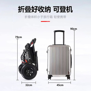 Fauteuil roulant portable pliable léger en alliage d'aluminium, aide à la mobilité manuelle pour les personnes âgées, utilisation en voyage RJ-W867L - Product Image 2