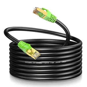 High Quality Ethernet Cable Patch Cord 1m 2m 3m 5m 10m 15m 20m Black 2000mhz Test Pass Cat8 Stp Network Cable