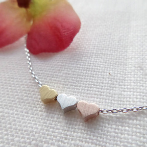 Collana Fai-da-Te in Acciaio Inox con Cuore Spazzolato per Donne, Placcata in Oro 18k PVD, Delicata Collana con Cuore e Bracciale, Regalo di Gioielleria - Product Image 5