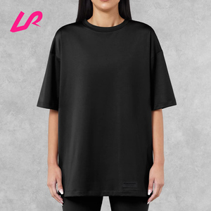 T-shirt à manches courtes pour femmes <span class=keywords><strong>de</strong></span> haute qualité en tissu recyclé extensible T-shirt surdimensionné épaules tombantes haut d'entraînement <span class=keywords><strong>de</strong></span> gymnastique vente en gros - Product Image 1