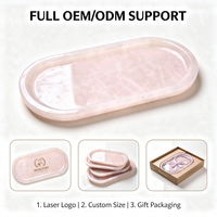 Plateau de vanité moderne en onyx rose, 260x130mm, 800g, en pierre naturelle massif, pour parfums, décoration de salle de bain, rangement de luxe pour la maison