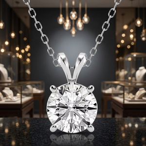 Collier à pendentif rond en diamant pur classique pour femmes (cadeau de luxe exclusif de créateur haut de gamme) - Product Image 1