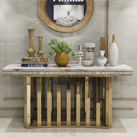 Table Console Moderne de Luxe YSS, Miroir Or Marbre pour Entrée, Couloir, Salon avec Rangement – Directement Sourced