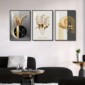 Set di 3 Quadri Moderni di Lusso con Cornice Dorata, Stampe di Foglie Dorate con Cornice in Oro per Pareti - Product Image 5