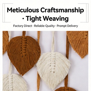 <span class=keywords><strong>Tapisserie</strong></span> murale en macramé bohème faite à la main, motif feuille, décoration d'intérieur bohème pour cadeau de mariage, cadeau de pendaison de crémaillère, chambre à coucher, salon - Product Image 3