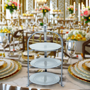 Plateau <span class=keywords><strong>de</strong></span> service à gâteau pliable en métal <span class=keywords><strong>de</strong></span> luxe à 3 niveaux, plateau à <span class=keywords><strong>dessert</strong></span> moderne pour hôtel, mariage, Noël, ensemble <span class=keywords><strong>de</strong></span> nourriture pour le café, support à gâteau en métal - Product Image 5