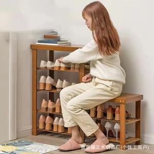 Wooden entryway <b>shoe</b> bench, multi-tiered <b>shoe</b> rack, <b>shoe</b> <b>storage</b> sofa bench for home use. - Product Image 2
