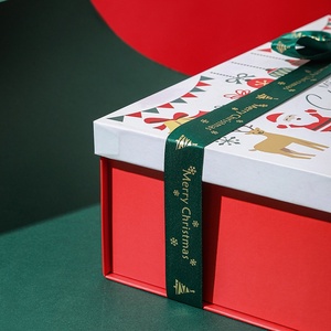 Caja de Regalo Navideña Rectangular de Cartón Blanco con Tapa y Base, Impresa a Color con Diseño de Santa Claus, para Bufandas y Guantes, OEM - Product Image 4