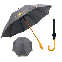 Parapluie droit de voyage compact haut de gamme de marque, avec ouverture automatique légère, manche en bois courbé et design premium