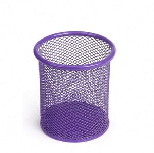Porte-stylos en maille de forme ronde, conteneur à crayons, organisateur de rangement de bureau multifonctionnel en métal ajouré - Product Image 4