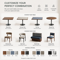 Meubles de restaurant contemporains sur mesure, design personnalisé, chaise de salle à manger rembourrée, table en bois, banc, sièges pour hôtel, salon