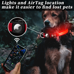 Airtag发光二极管狗项圈全球定位系统查找器防水项圈发光二极管灯USB充电夜间安全，适用于带空气标签跟踪器支架的狗 - Product Image 2