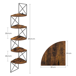 Estantería Esquinera de 5 Niveles <span class=keywords><strong>VASAGLE</strong></span> Librero de Fácil Montaje Estante de Pared de 5 Niveles para Dormitorio Sala de Estar Baño Cocina Oficina - Product Image 6