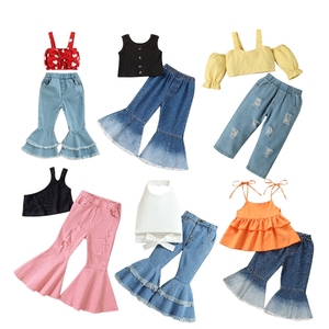 <span class=keywords><strong>Ensemble</strong></span> Filles Bébé Tout-Petit: Hauts en Coton et Pantalons en Jean Denim - Product Image 6