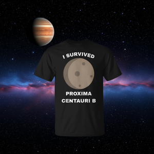 T-shirt I Survived Proxima Centauri B Exoplanet, maglietta promozionale da uomo nera - Product Image 3