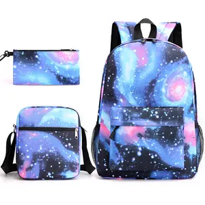 New starry sky three-piece backpack schoolbag primary school students 3-6 years old junior high school students high school