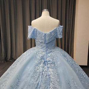 ANY226 Elegante Vestido de Fiesta Azul Claro con Escote Corazón, Cintura Natural, Falda de Tul y Bordado Floral con Cuentas de Cristal - Product Image 6