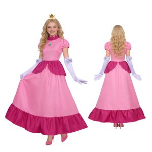 Costume de fête d'Halloween, carnaval, fantaisie, robe de <span class=keywords><strong>princesse</strong></span> rose, costume de Mario pour <span class=keywords><strong>adulte</strong></span> en polyester, jupe longue, style TV & cinéma - Product Image 4