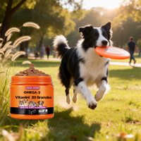 AINA Factory propose des granulés d'huile de poisson triple action Oméga 3-6-9+VD3&VK2 personnalisés, très demandés, à absorption rapide pour la santé immunitaire des chiens.