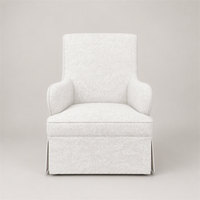 Fauteuil d'appoint moderne à dossier haut et jupe décorative, en tissu jacquard ivoire, pour salon, chambre, hôtel, salle de séjour, OEM/ODM