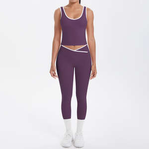 Ensemble de sport cinq pièces pour femme, grande taille, réversible, uni, avec logo frontal, coupe ajustée, respirant, pour la course, le fitness, l'athlétisme et le quotidien - Product Image 1