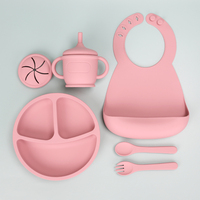 Ensemble repas pour bébé en silicone avec assiette divisée à ventouse, bavoir, bol, tapis de table, cuillère, tasse, alimentation, repas