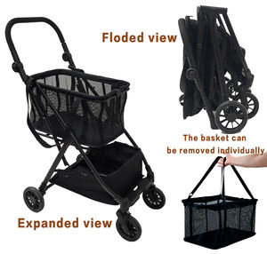 รถเข็นช็อปปิ้งอลูมิเนียมคุณภาพสูง 4 ล้อ พับได้ สะดวกสบาย ขนาดกลาง ใช้งานมือเดียว พร้อมขาตั้ง  ความจุขนาดใหญ่ พกพาสะดวก - Product Image 1