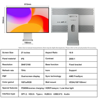 Monitor LED 4K de 27 Pulgadas, Pantalla para Computadora, Monitor para Oficina, Escenas Profesionales como Filmación, Edición y Grabación