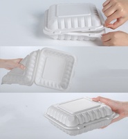 Contenants alimentaires en mousse à charnière robuste biodégradable KS Compartiments à clapet Mfpp Assiettes en plastique Bols pour gâteau à emporter