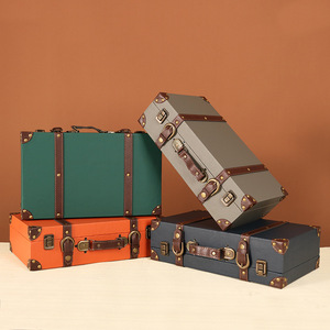 Valise en <span class=keywords><strong>Bois</strong></span> de Rangement et d'Organisation, Accessoire Photo de Mariage, Valise Rétro Nostalgique Portable en Cuir PU - Product Image 3
