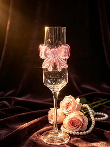 Copa de champán de lujo con lazo de mariposa hecho a mano al por mayor, <span class=keywords><strong>flauta</strong></span> con cinta 3D para regalo de boda - Product Image 2