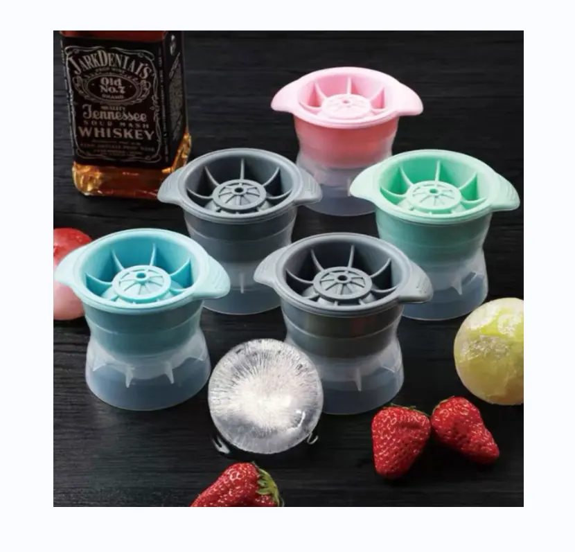 Hot BPA-Free Amazon Food Grade Crystal Clear Sphere Ice Ball Mold Máquina para hacer helados de fácil liberación en forma Whisky Ice Cube Tray