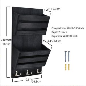 Décor de ferme mural <span class=keywords><strong>porte</strong></span>-clés organisateur 2 fentes <span class=keywords><strong>porte</strong></span>-clés en bois pour accessoires de bureau à domicile et stockage de dossiers - Product Image 6